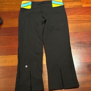 lululemon athletica Women’s Black Yoga Pants with Colorful Waistband